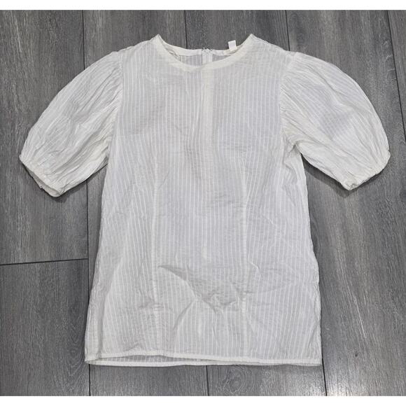Cos Puffed Sleeves Cotton White Blouse Top Size S A003711 - Picture 2 of 10